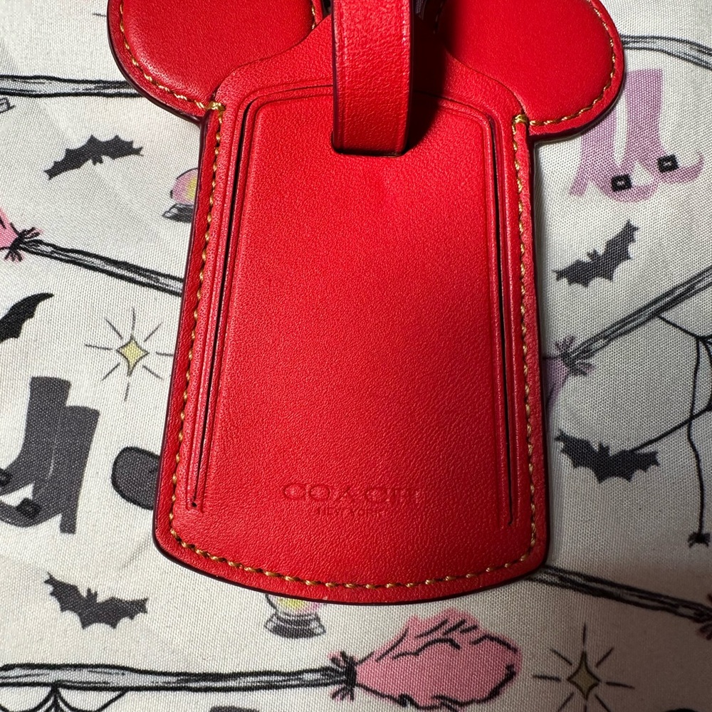 Coach Disney Red Leather Mickey Ear Luggage Tag - Picture 4 of 5